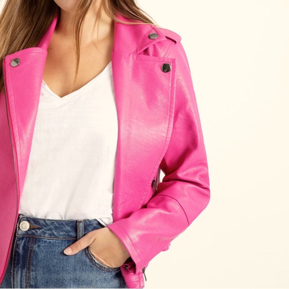 Eloquii size 18 / 20 faux leather HOT🔥 PINK Moto jacket. New with tags.